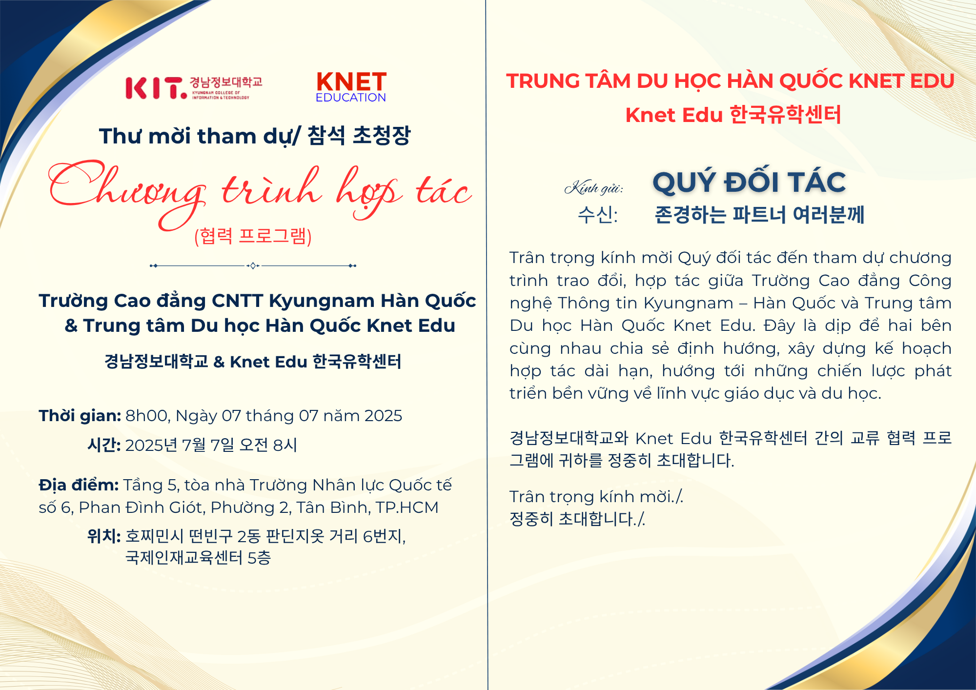 THƯ MỜI ĐỐI TÁC KNET EDU