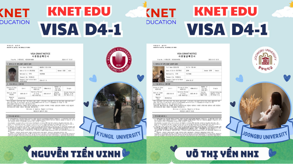 Hình ảnh học viên Knet Edu đậu visa hệ tiếng D4-1